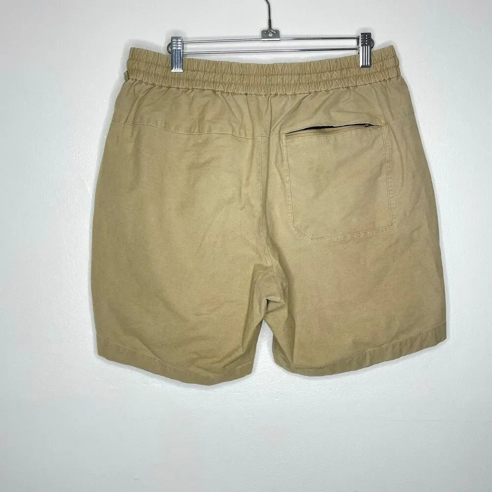 Lululemon Bowline Short Tan Cotton Pull On Elastic Drawstring Men’s Large M7ARGS